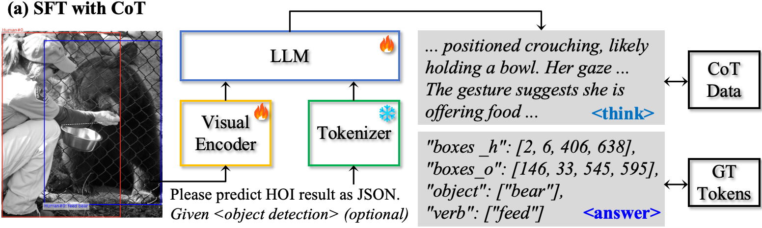 HOI-MLLM supervised fine-tuning and GRPO post-training pipeline.